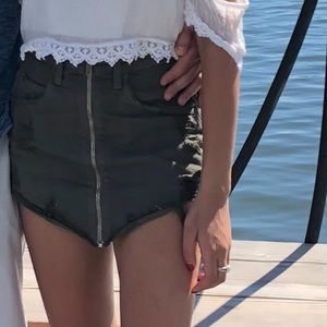 Carmar Green Denim Mini Skirt